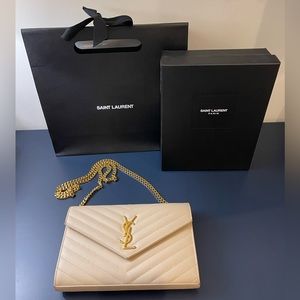 💯Authentic YSL MONOGRAM SAINT LAURENT CHAIN WALLET (Remove-able chain)